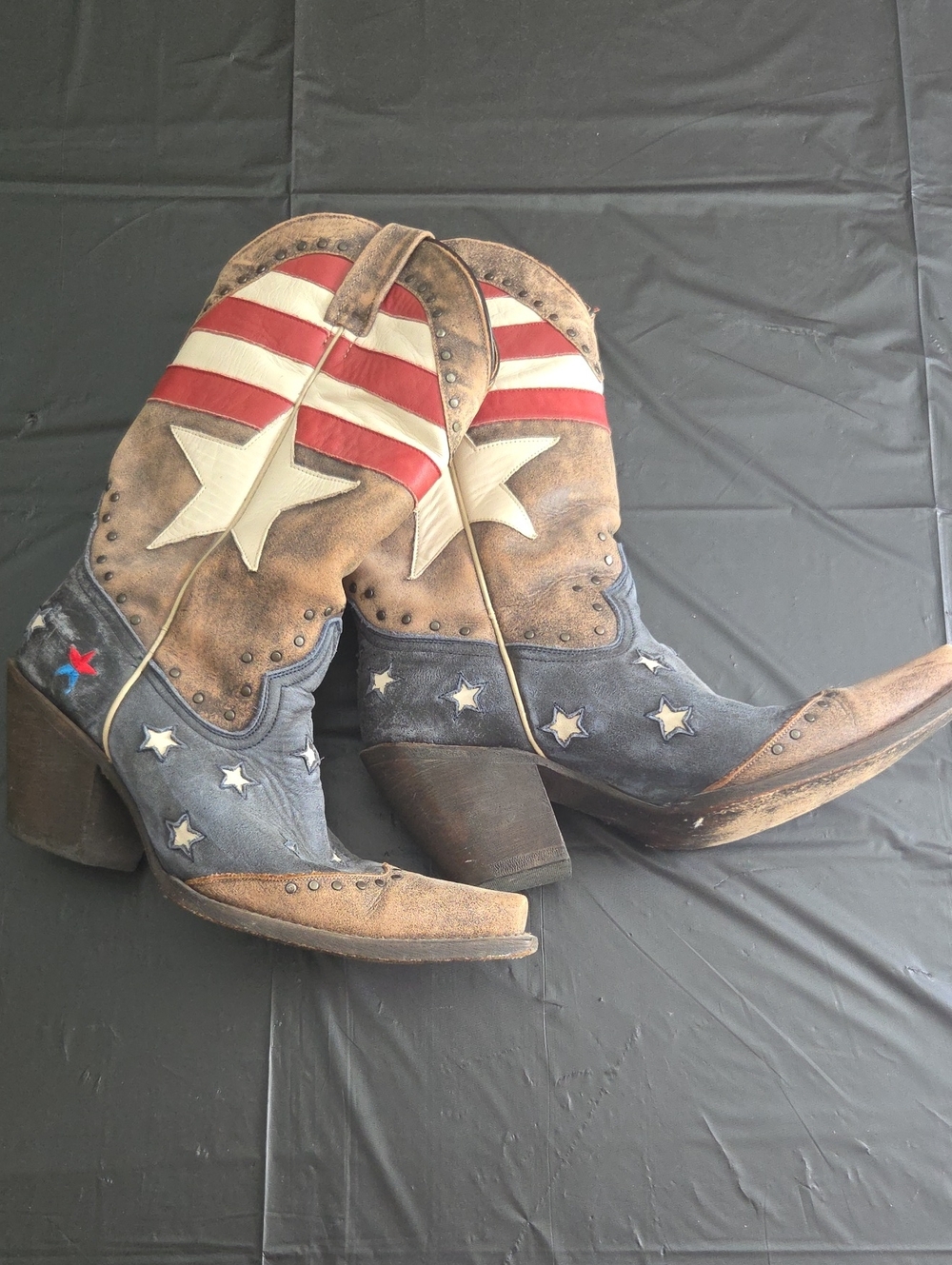 Patriotic Star Western Heeled Boots - Red, White & Blue